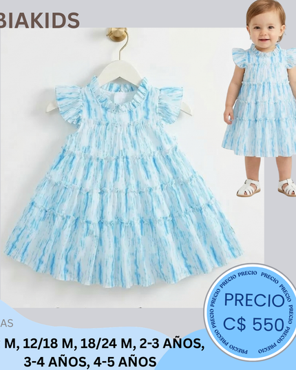 vestido celeste c/mangas