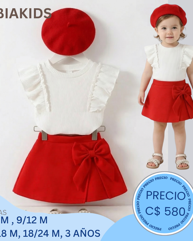 Set Falda irregular con boina