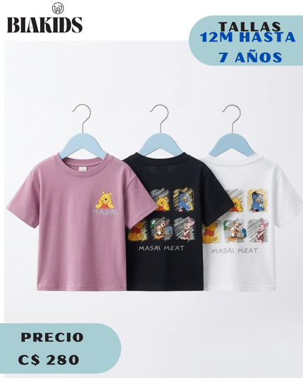 Camiseta Winnie Pooh Negra Collage