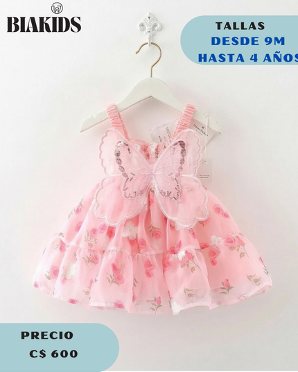 Vestido Rosa Tul Capas