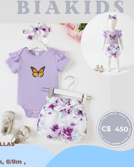 Set lila short y mameluco