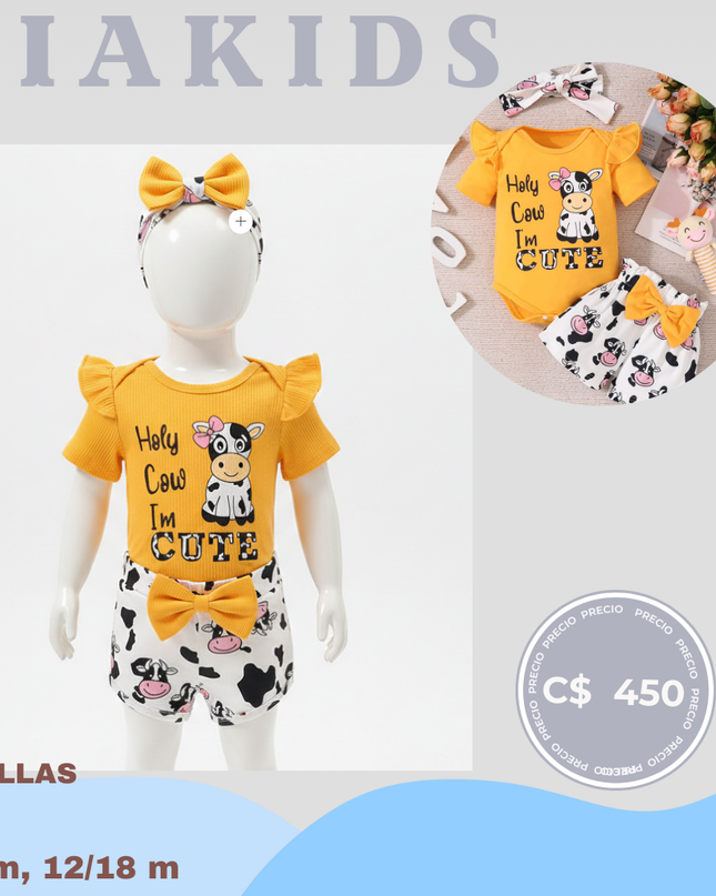 Set vaca Short y mameluco Naranja