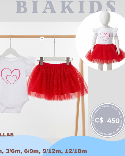 Conjunto Mameluco & tutu corazon