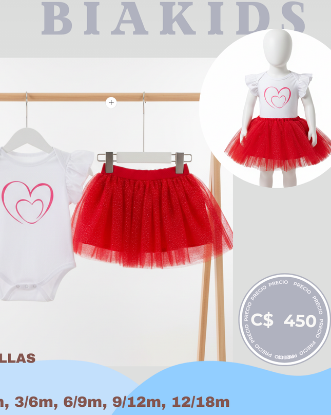 Conjunto Mameluco & tutu corazon