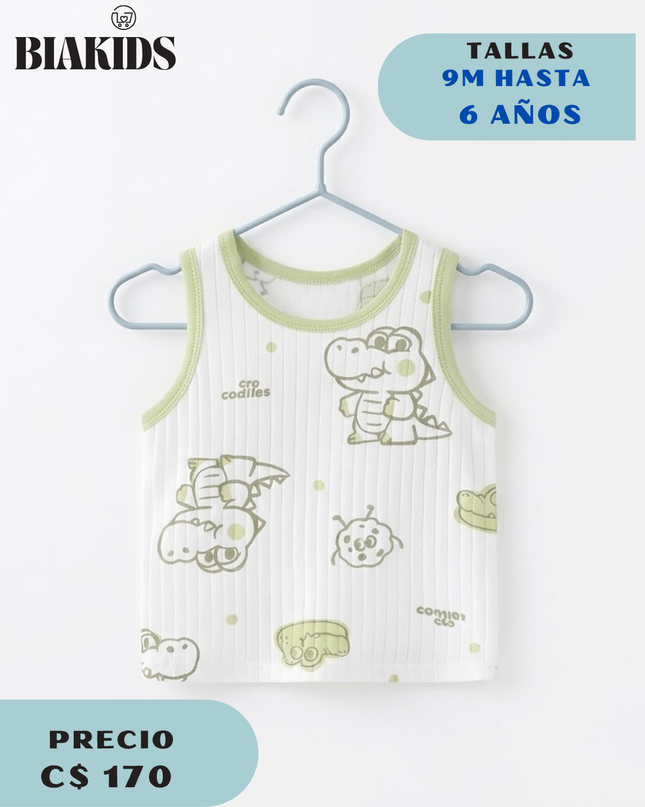 Camiseta dinos verde Blanca