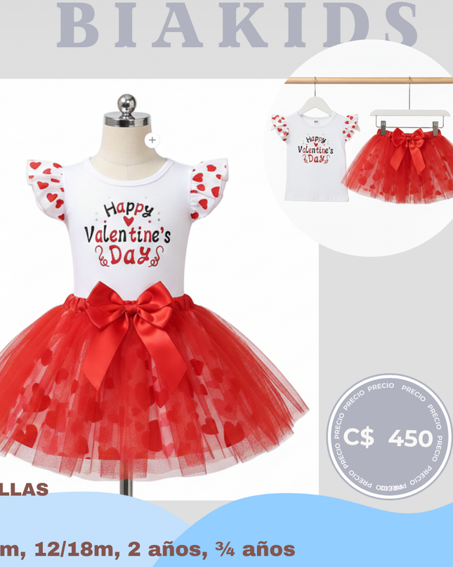 Conjunto Falda tutu san valentine