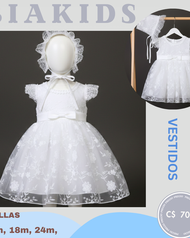 Vestido blanco & con gorros