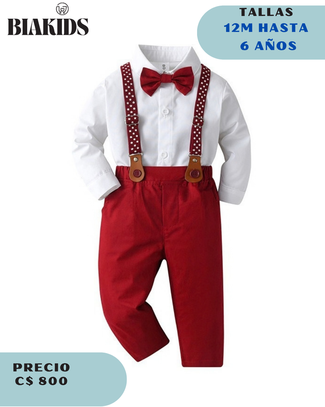 Conjunto Formal Rojo de pantalones Tirantes