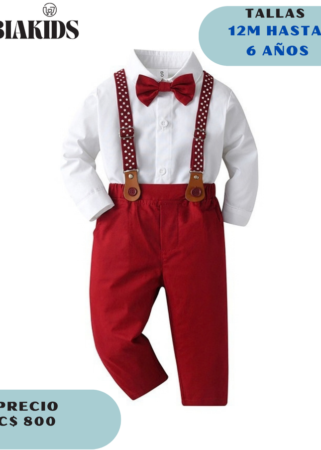 Conjunto Formal Rojo de pantalones Tirantes