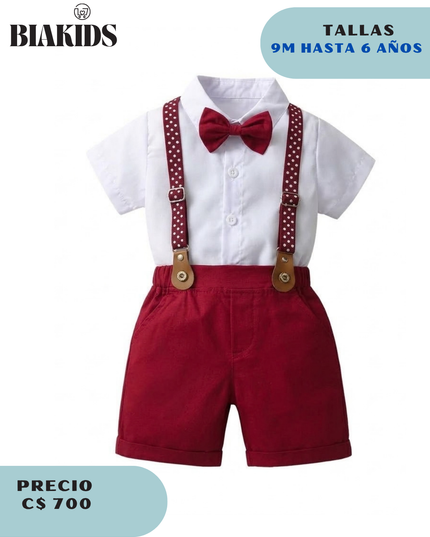 Conjunto Formal Rojo Short Tirantes