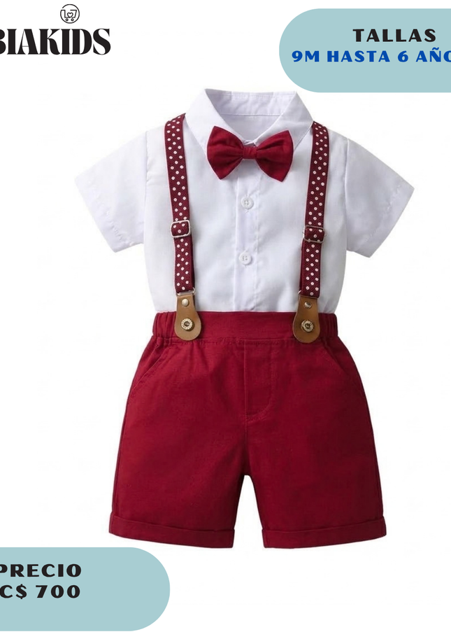 Conjunto Formal Rojo Short Tirantes