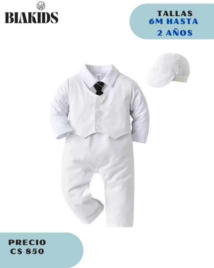 Conjunto Formal Blanco Chaleco Sombrero