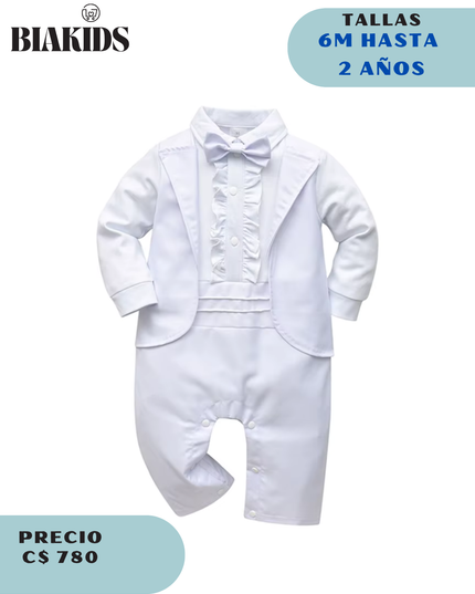 Mameluco Formal Blanco Corbatin chaleco
