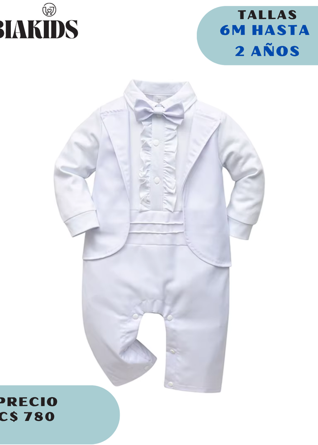 Mameluco Formal Blanco Corbatin chaleco