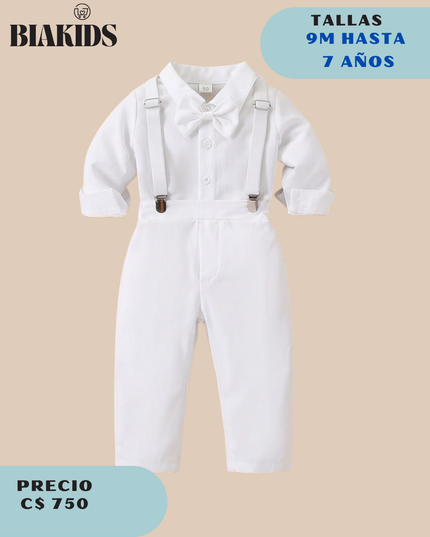 Conjunto Formal Blanco Pantalon Tirantes
