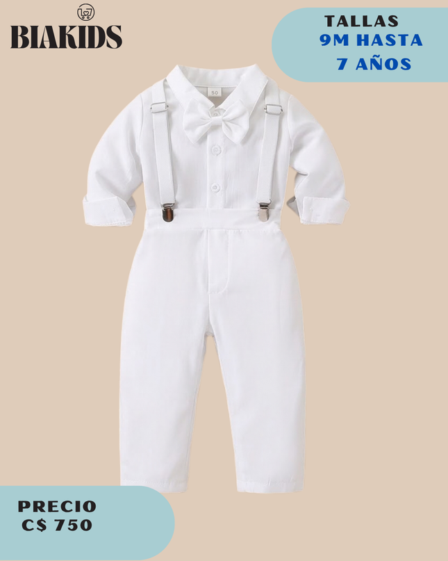 Conjunto Formal Blanco Pantalon Tirantes