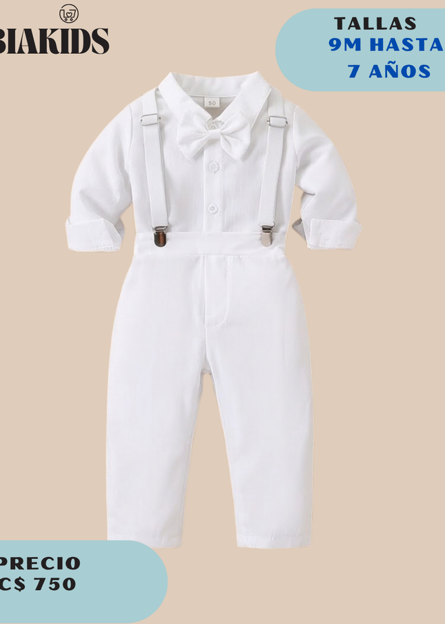 Conjunto Formal Blanco Pantalon Tirantes