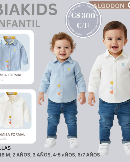 Camisa Formal de Algodon | Blanca