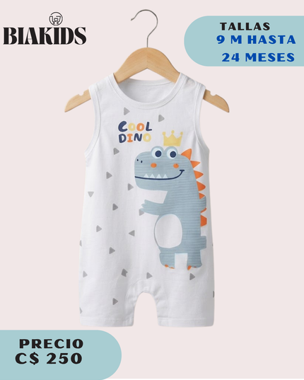 Conjunto Sin Mangas Dinosaurio Blanco