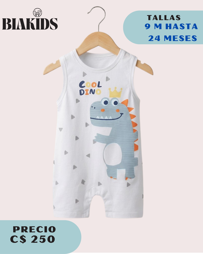 Conjunto Sin Mangas Dinosaurio Blanco