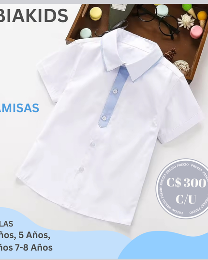 Camisa Blanca Franja Celeste