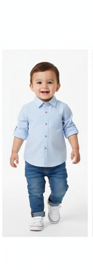 Camisa Formal m/larga Celeste