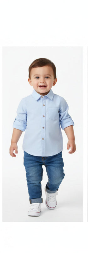 Camisa Formal m/larga Celeste