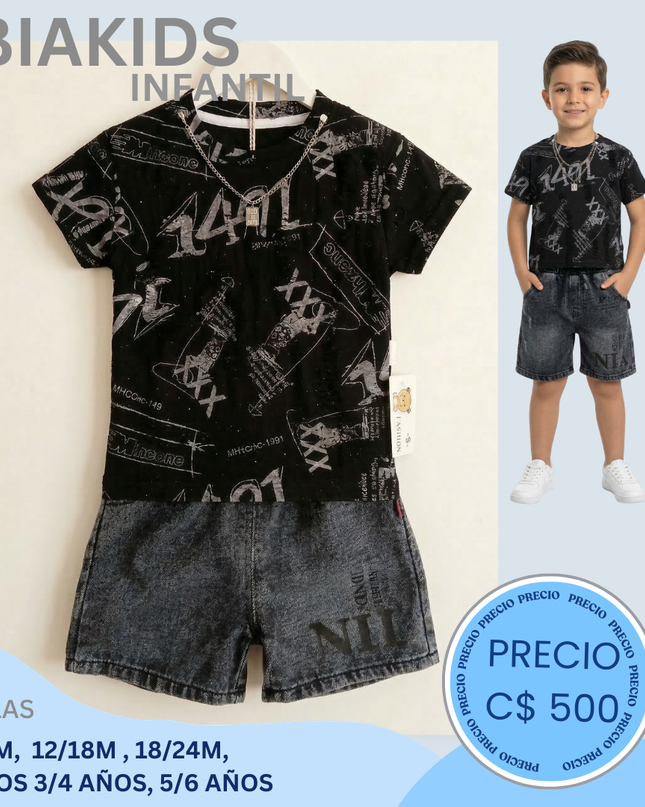 Set Urbano short Negro