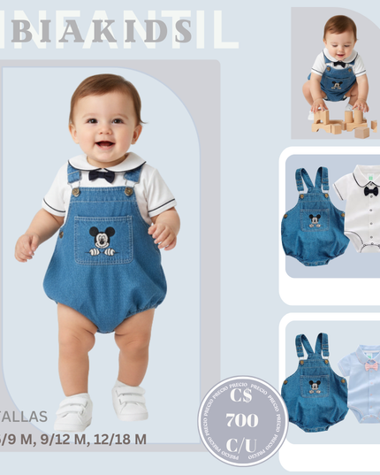 Overall Mickey | Camisa Celeste