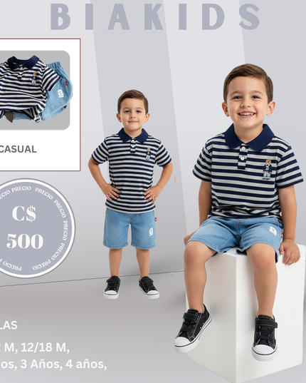 Set Casual Camisa a Rayas| Bear