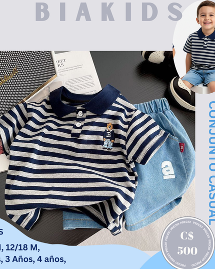 Set Casual Camisa a Rayas| Bear