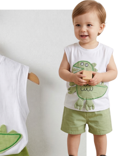 Conjunto Dinosaurio Verde Short