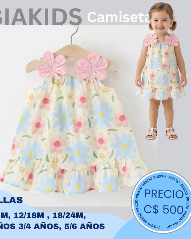 Vestido Floral cuello 3D