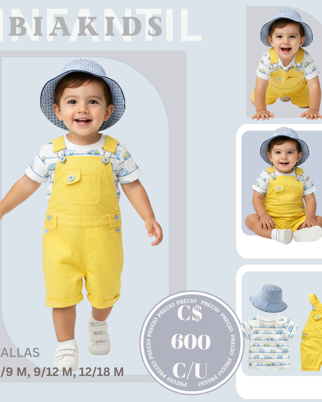 Set de Overall Amarillo de Autos