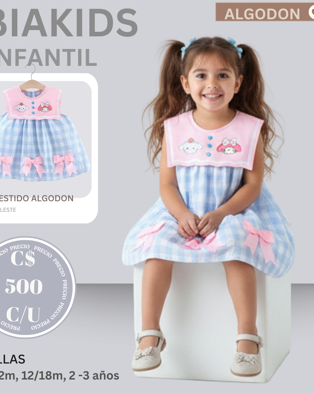 Vestido Rosa & Celeste Hello Kitty
