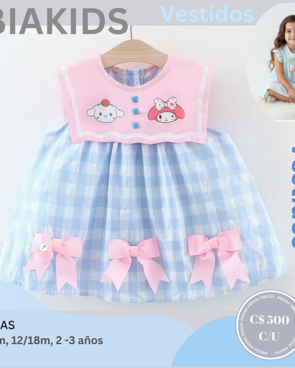 Vestido Rosa & Celeste Hello Kitty