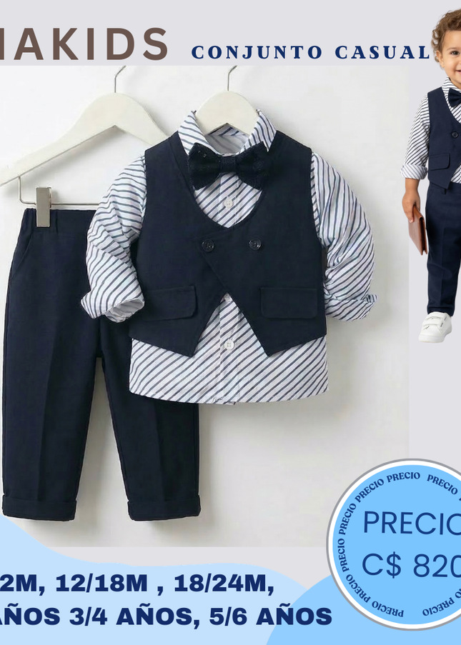 Set Formal Azul a rayas