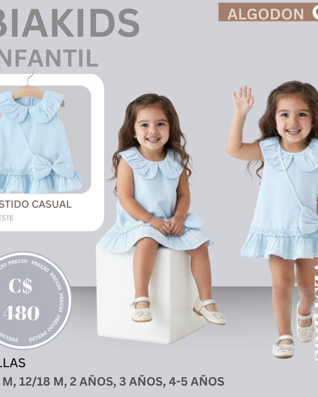 Vestido Celeste Cartera Lazo