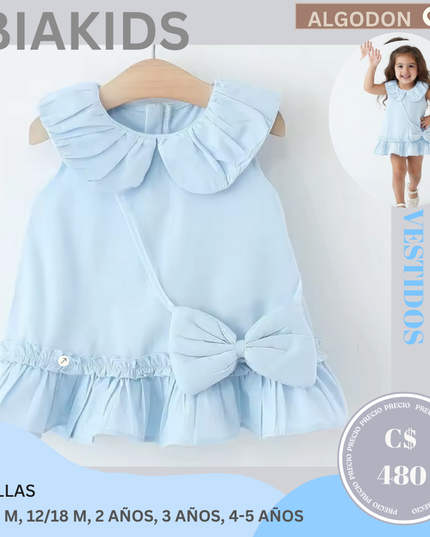 Vestido Celeste Cartera Lazo