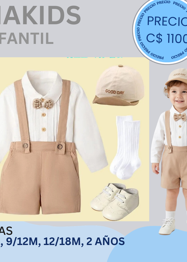 Set de lino beige 6 piezas