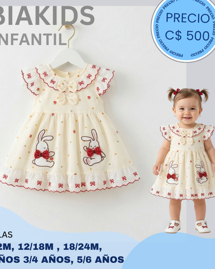vestido bordado conejito