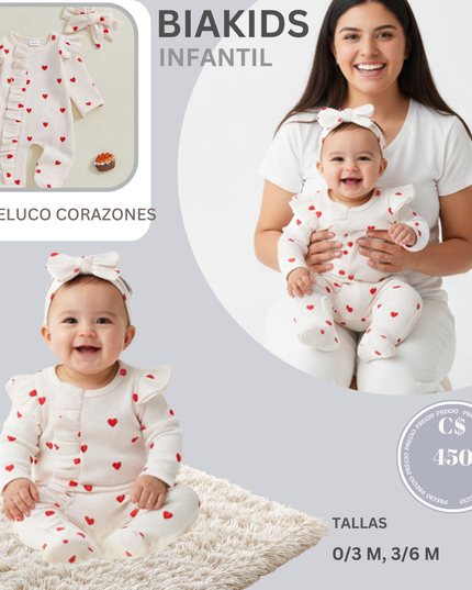 Mameluco corazones Rojos