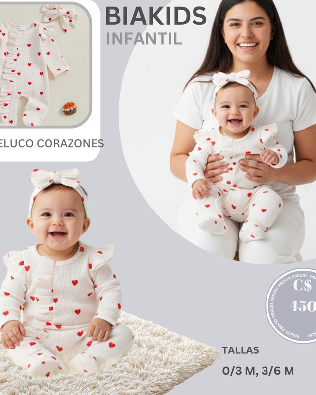 Mameluco corazones Rojos