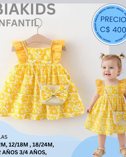 Vestido Amarillo con bolso