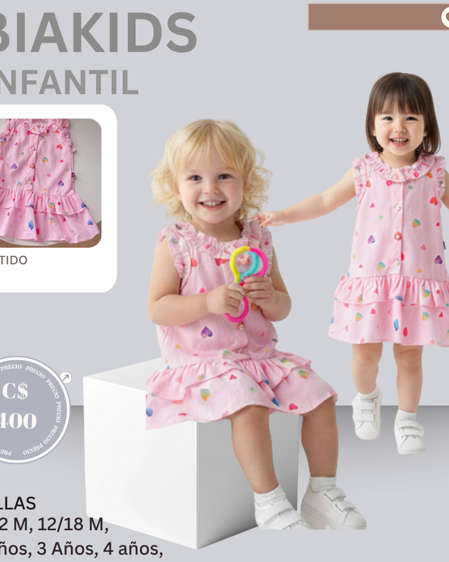 Vestido Rosa de Corazones