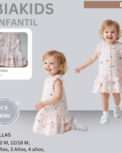 Vestido Beige de Corazones