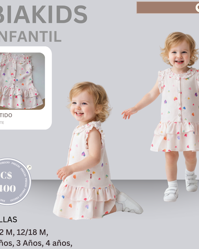 Vestido Beige de Corazones