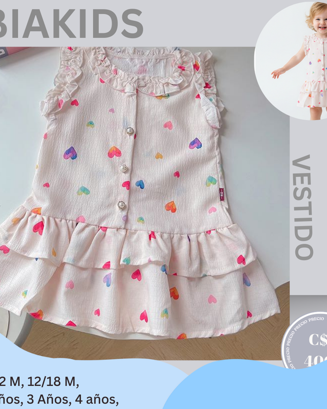 Vestido Beige de Corazones
