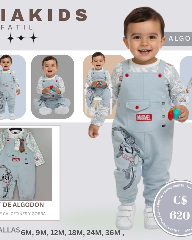 Overall Spiderman Gris