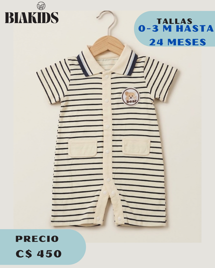 Mameluco Rayas Negro Polo